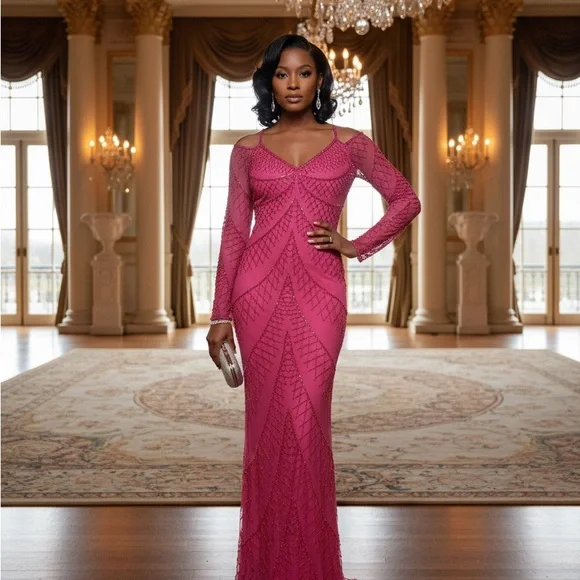 elegant fuchsia dress Fuchsia Elegance Ensemble Gown– Teuta Matoshi